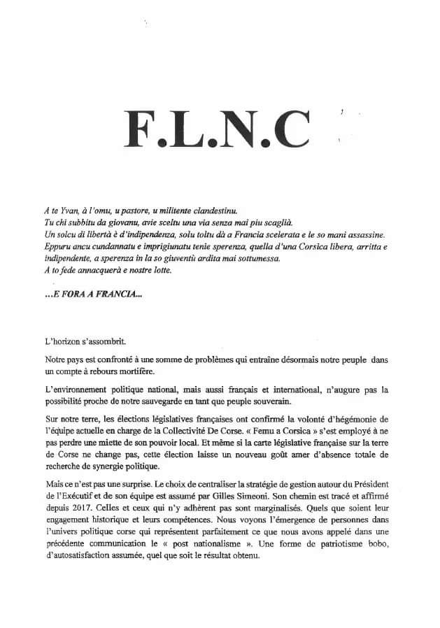 Corsica: il FNLC rivendica 16 attacchi. Fora a Francia!